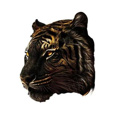 Imagem de Pinturas Em Tela De Animais Leão E Tigre Em Preto E Dourado, Arte De P