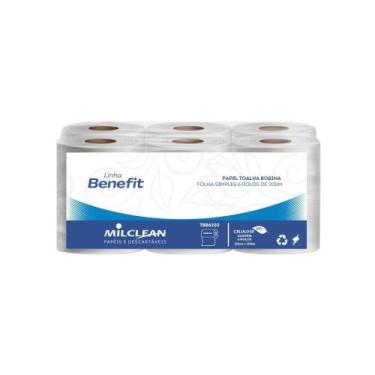 Imagem de Papel Toalha Benefit Bobina 6X200 Metros 24 Gramas TBB6200 Milclean, B