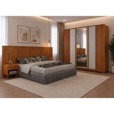 Imagem de Dormitório casal Ripado completo espelho Premium Arbo Design