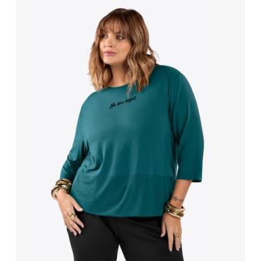Imagem de Blusa Feminina Manga 3/4 Plus Size Secret Glam Verde, Plus G4, Verde