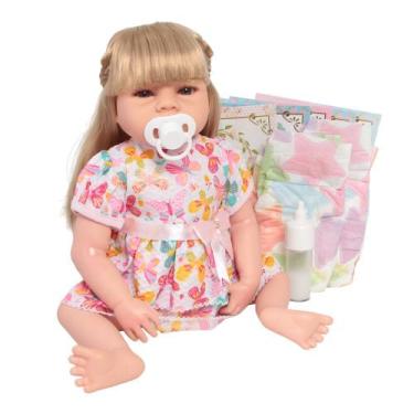 Imagem de Bebê Reborn Boneca Realista De Silicone Menina Loira Fofinha - Cegonha