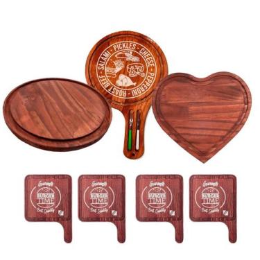 Imagem de OFERTA DIA DAS MAES KIT 7 Tábuas de Madeira Rustico para Queijos, Frio