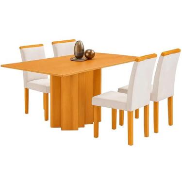 Imagem de Mesa de Jantar Recife com 4 Cadeiras Cel Moveis Cor Mel Blonde com Tec