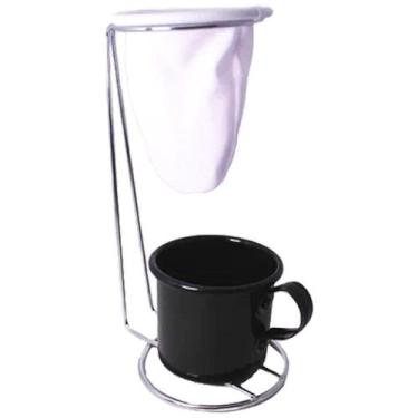 Imagem de Suporte para Coador de Café Cromado com Caneca Esmaltada Black - VihLu