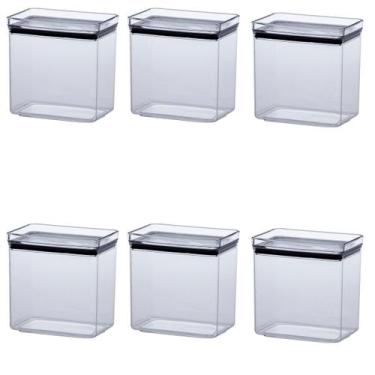 Imagem de Kit 6 Pote Hermético Lumini Retangular 1,300 ML Trasparente - Paramoun
