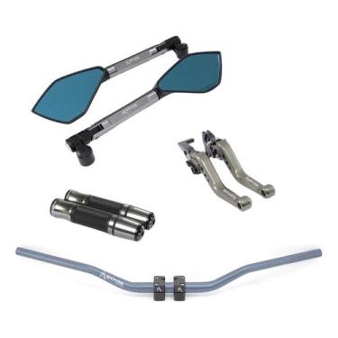 Imagem de Kit Guidão Manopla Manete Retrovisor Xre Falcon Tornado Bros - Stark R