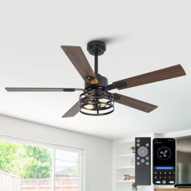 Imagem de Ventilador de teto Parrot Uncle 52" Rustic 6 Velocidades Motor Light