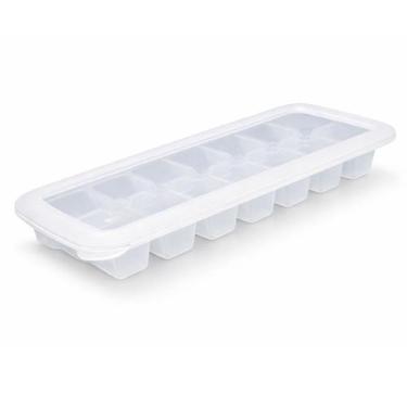 Imagem de Forma De Gelo Com Tampa 14 Cubos Empilhável Cubo Solta Fácil Transpare