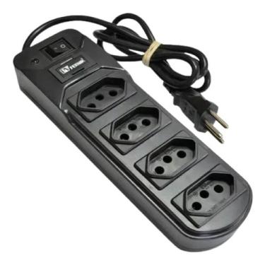 Imagem de Filtro De Linha Pvc 4 Tomadas Bivolt Preto - Fernik