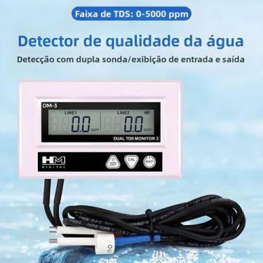 Imagem de Medidor De Qualidade Da Água Com Dupla Sonda TDS EC PH, Display LCD HD