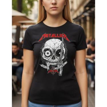 Imagem de Camiseta Baby Look Feminina Metallica Modelo Malaysia - NoBrand, Preto
