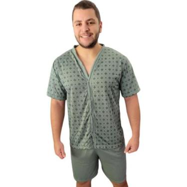 Imagem de pijama masculino aberto com botões manga curta e Short Verão - PIJAMAS