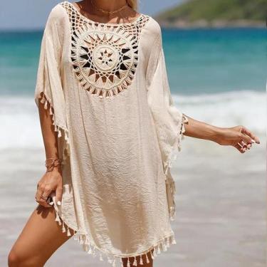 Imagem de Vestido De Crochê Sexy Para Mulheres, Saída De Praia Para O Verão, Cam