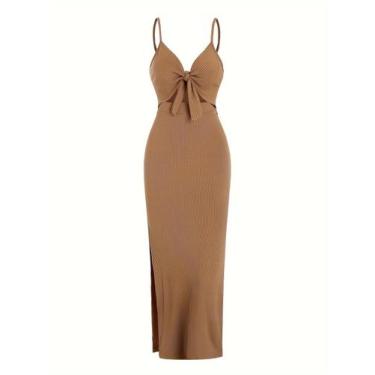 Imagem de Vestido De Malha Sem Mangas Para Mulheres, Sexy, Costas Descobertas, S