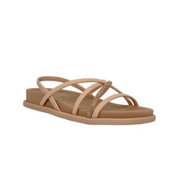 Imagem de Sandália Feminina Flatform Strass Calce Fácil Piccadilly 477003, Rose,
