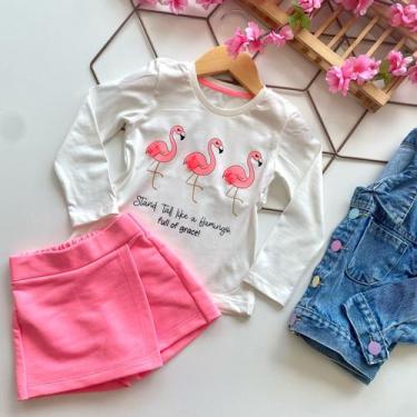 Imagem de Conjunto infantil Short saia + blusa manga longa Premium 2 ao 12 - Pir