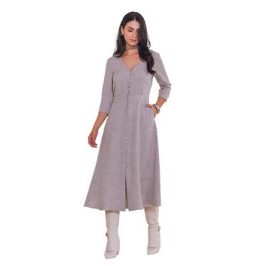 Imagem de Vestido Midi Matuta Essencial Liso Cinza, 42