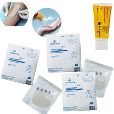 Imagem de Kit Estoma 05 Curativo Hidrocoloide + 01 Creme Barreira 60g - Vitamedi