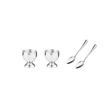 Imagem de Taça Mini Inox 2un e Colher Pequena Finger Food Docinho 2un - casa cha