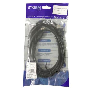 Imagem de Cabo extensão usb 2.0 a macho a fêmea 3 metros storm preto