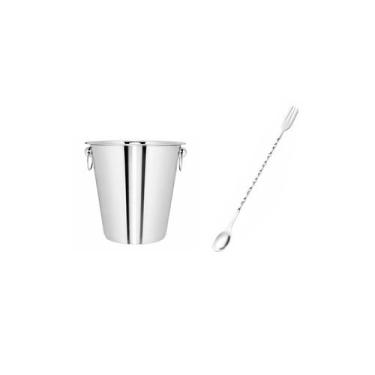 Imagem de Balde Gelo 4,5L Colher Bailarina Garfo Inox Drink Bartender - casa cha