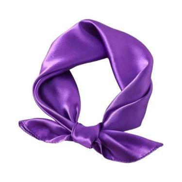 Imagem de Lenço Quadrado De Cetim Feminino 60cm, Faixa De Cabelo Macia, Lenço Pa