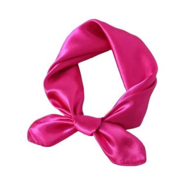 Imagem de Lenço Quadrado De Cetim Feminino 60cm, Faixa De Cabelo Macia, Lenço Pa