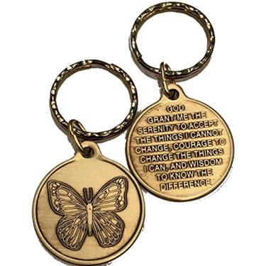 Imagem de Chaveiro com anel ondulado de oração de serenidade Butterfly