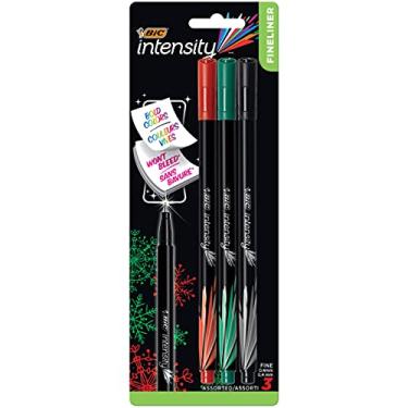 Imagem de BIC Caneta marcador Intensity Fineliner, 0,4 mm, preto/vermelho/verde, 3 unidades