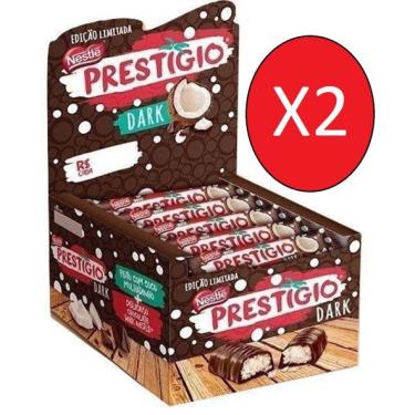 Imagem de Kit 2 caixas de Chocolate Nestlé Prestígio Dark Meio Amargo C/30x33gr = 60 un
