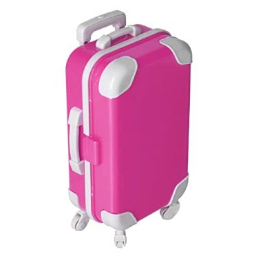 Imagem de Mala de boneca, presente de aniversário portátil compacto Acessórios de boneca Bolsa de bagagem de boneca para crianças em casa para bonecas de menina de 18(PJ-459-01 Pó da maleta do carrinho)