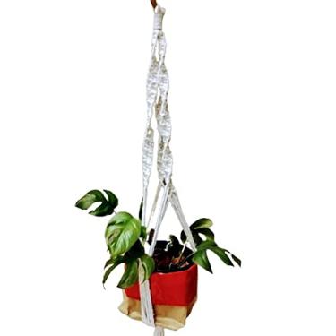 Imagem de Suporte para vasos de plantas em macramê (Cru, Barbante)