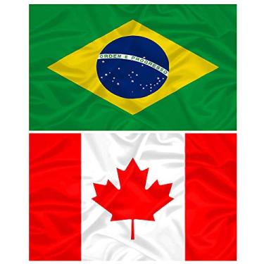 Imagem de Bandeira do Canadá + do Brasil 145cm x 90cm da Marca Minha Bandeira - Dupla Face