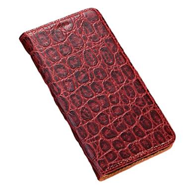 Imagem de Capa carteira para Google Pixel 6/6 Pro, capa carteira flip de couro legítimo com suporte para cartão de recurso em pé, capa magnética para celular, vermelha, 6 Pro 17 cm