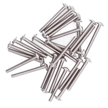 Imagem de Botões Cabeças Soquetes Parafusos, A2-70 Aço Inoxidável Superfície de rolamento mais larga Visual perfeito Parafusos de cabeça de botão flangeados para madeira(M5 * 50MM)