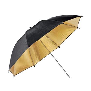 Imagem de Sombrinha Refletora Preta e Dourada para Iluminação Fotográfica - 91cm