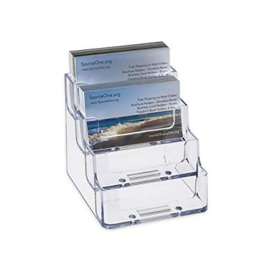 Imagem de Porta-cartão de visita de acrílico transparente e preto com 4 bolsos Source Source da Source da Source da Source da Source, Clear, 1 Pack