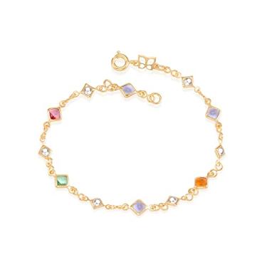 Imagem de Pulseira Rommanel Banhado Ouro Pérolas E Pedras Coloridas 550672