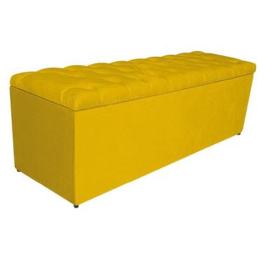 Imagem de Calçadeira Estofada Liverpool 140cm Casal Suede Amarelo