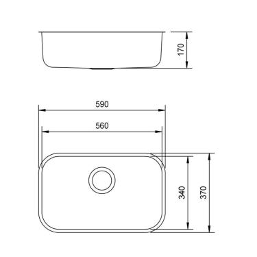Imagem de Cuba Retangular Tramontina Prime Aço Inox 56 BL Alto Brilho Sem Escape -94024/202