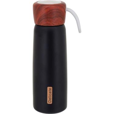 Imagem de DELICATE GARRAFA TÉRMICA 22x7x7cm 500ml INOX PRETO PAREDE DUPLA