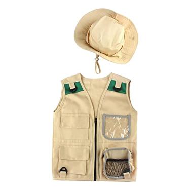 Imagem de AMLESO Fantasia de explorador ao ar livre para crianças, kit explorador, colete e conjunto de chapéu para meninos e meninas, caminhada, explorador ao ar livre, presente unissex de 4 a 6 anos