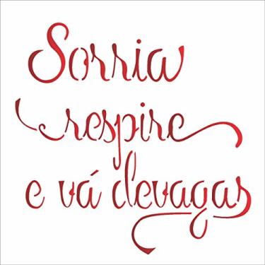 Imagem de Stencil de Acetato para Pintura OPA Simples 14 x 14 cm - 2216 Frase Sorria