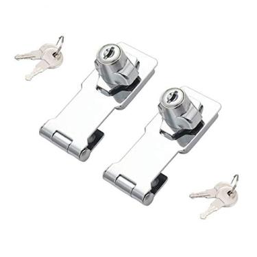 Imagem de 2 pacotes de fechaduras de ferrolho com chave, botão de torção, ferrolho com chave para portas pequenas, armários e muito mais, aço inoxidável, cromado ferrolho de segurança (7 cm com trava)