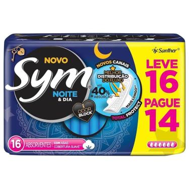 Imagem de Absorvente Sym Noturno Cobertura Suave Com Abas Leve 16 Pague 14