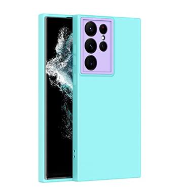 Imagem de Capa de proteção de câmera fashion para samsung s22 ultra plus a53 a73 a33 a23 a13 a72 a52 a32 a22 a51 capa fosca de silicone macio, ciano, para m32 4g