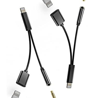 Imagem de Adaptador de fone de ouvido Lightning para carregador de 3,5 mm 2 em 1 cabo auxiliar dongle conector divisor de cabo (pacote com 2) compatível com iPhone 7 8 X XR XS 13 12 11 Pro Max Plus Apple MFI certificado conversor de carregamento de áudio de música