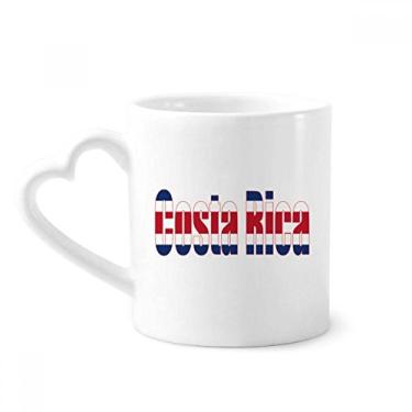 Imagem de Caneca com nome da bandeira do país da Costa Rica Caneca de café cerâmica copo de coração de vidro