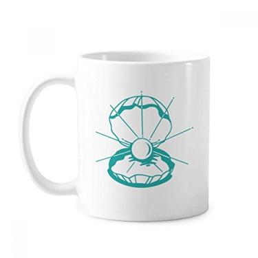 Imagem de Caneca de cerâmica com ilustração de vida marinha verde recortada, xícara de porcelana de café