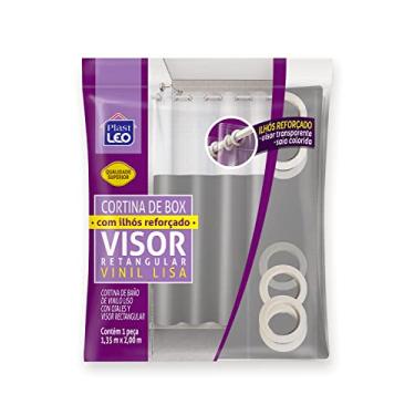 Imagem de Cortina para Box Cinza com Ilhós Visor Cristal (1,35x2,00m) | Plast Leo (Ref.641-H)